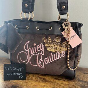 NWT Juicy Couture Key To Juicy Daydreamer Tote Bag Brown Pink Charm Y2k Viral